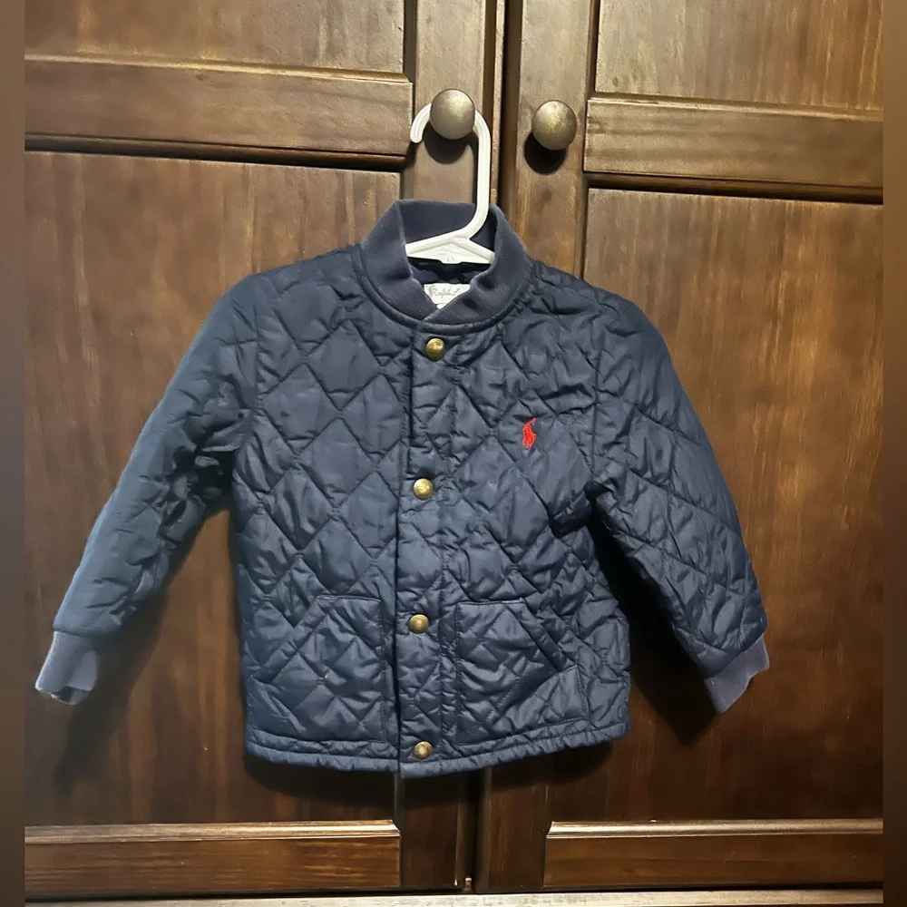 Ralph Lauren Navy Quilted Puffer Jacket with Red Pony